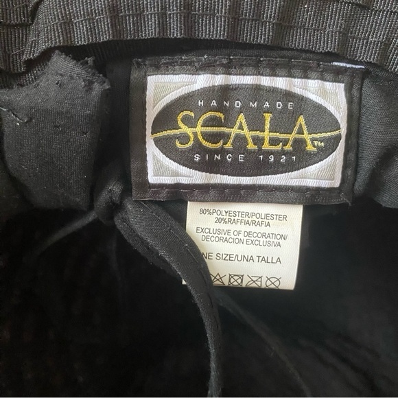 Scala | Women's Boho Beachy Black Tan Adjustable Sun Hat Vacation Beach Pool - Picture 3 of 9